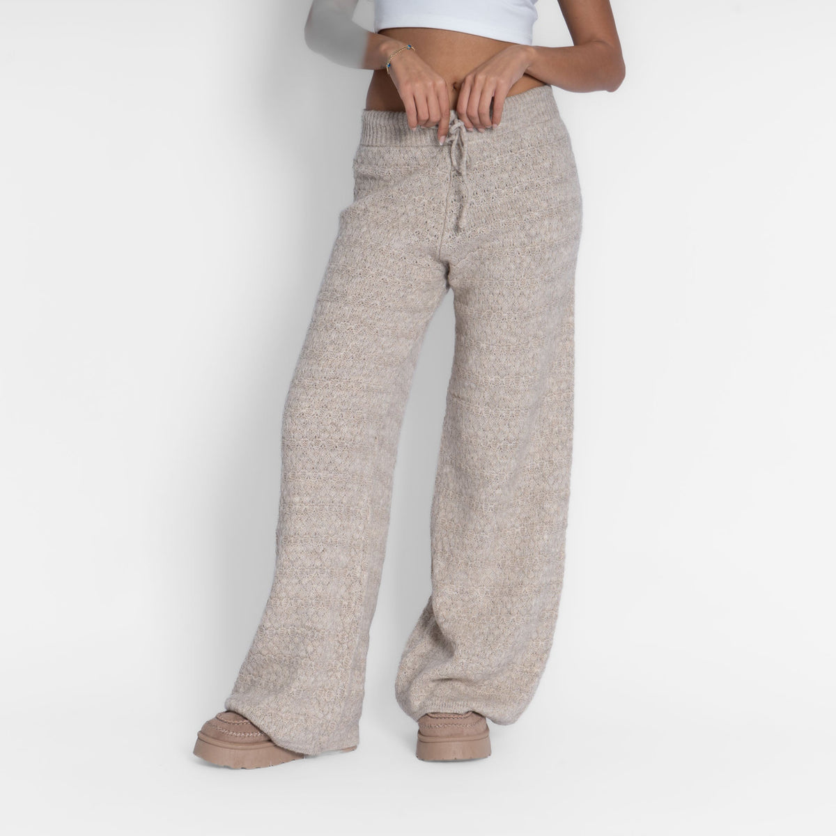 Pantalones anchos de punto acogedores