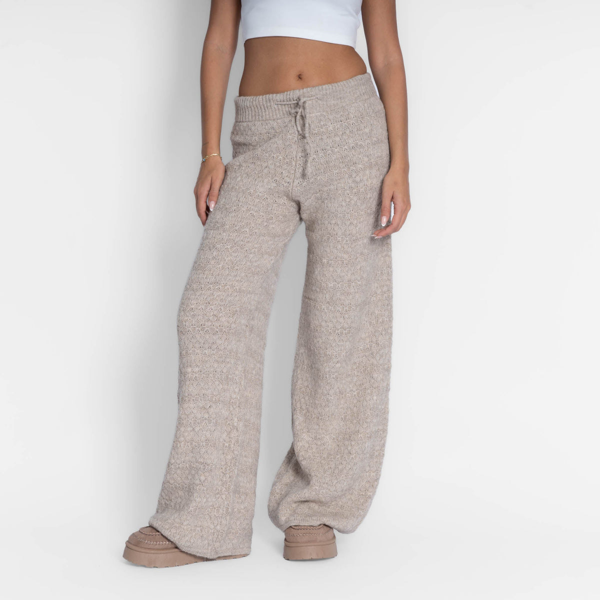 Pantalones anchos de punto acogedores
