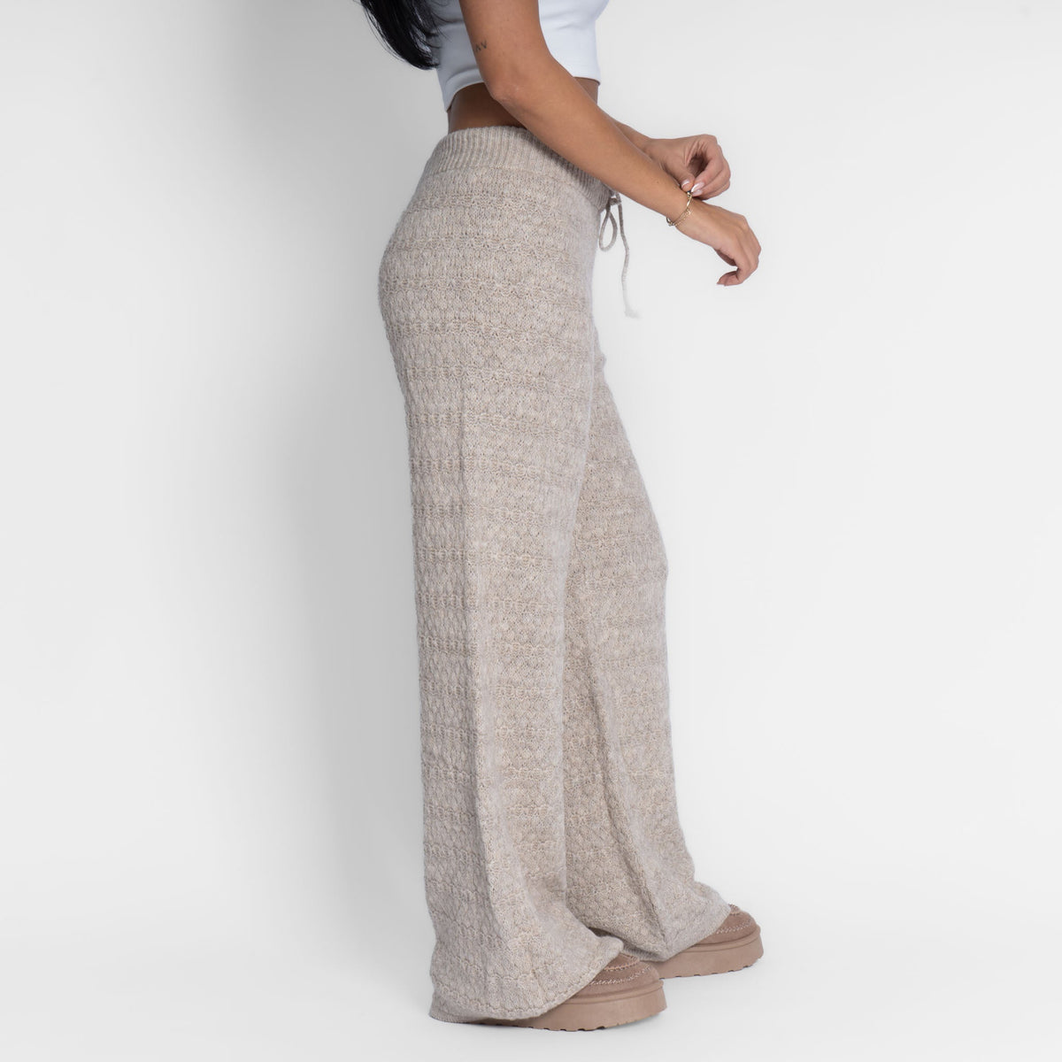 Pantalones anchos de punto acogedores