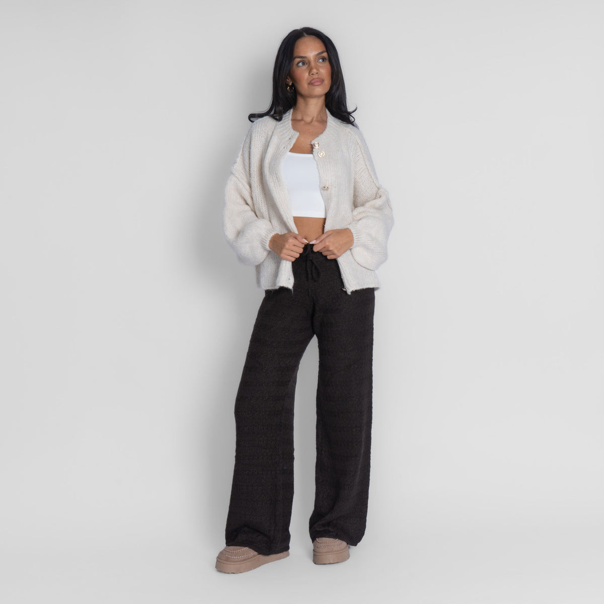 Pantalones anchos de punto acogedores