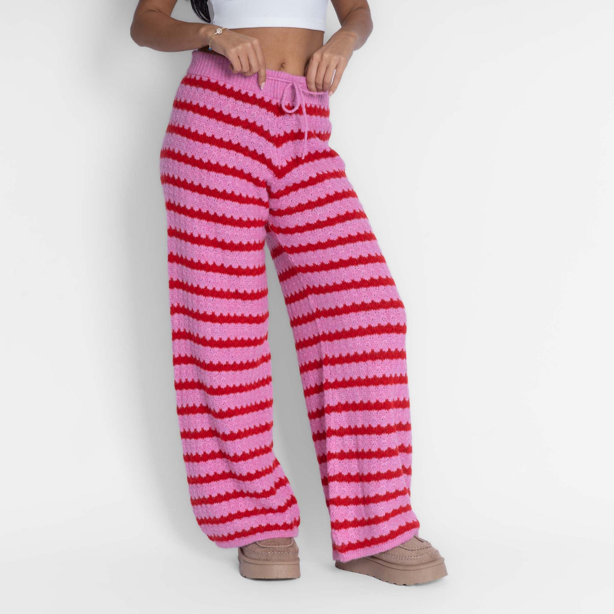 Pantalones anchos de rayas cómodos