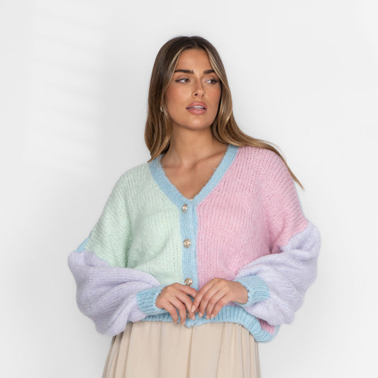 Pastel Velvet Oversized Cardigan