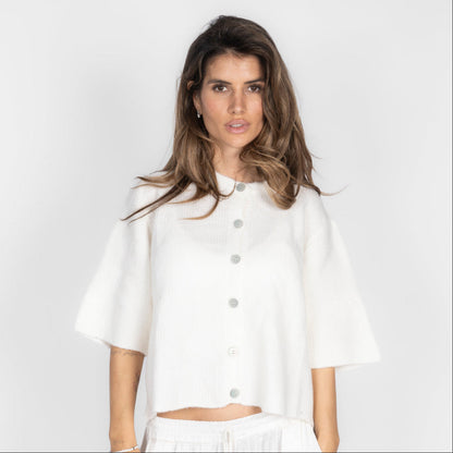 Short-sleeve knitted cardigan