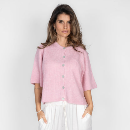 Short-sleeve knitted cardigan