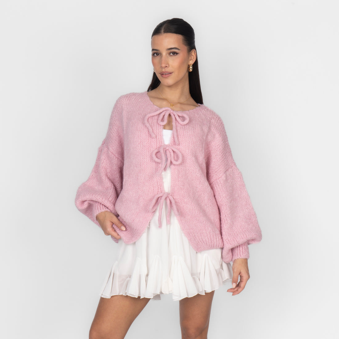 Oversized Cardigan with Bows