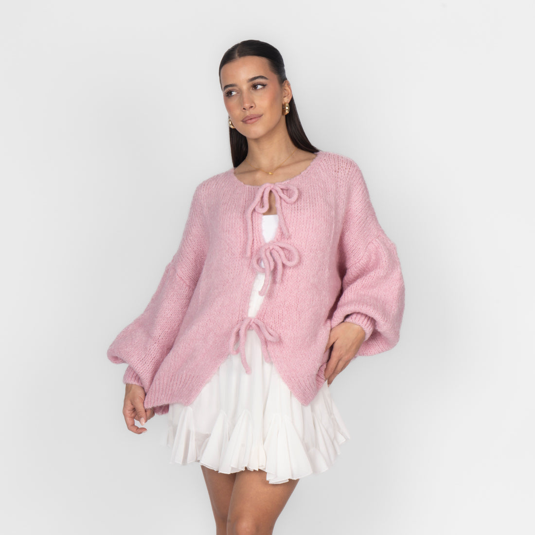 Oversized Cardigan with Bows