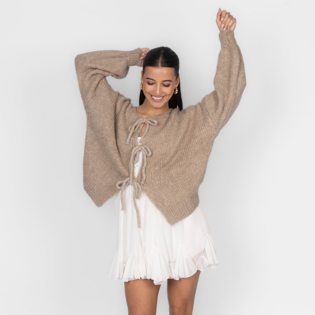 Oversized Cardigan with Bows