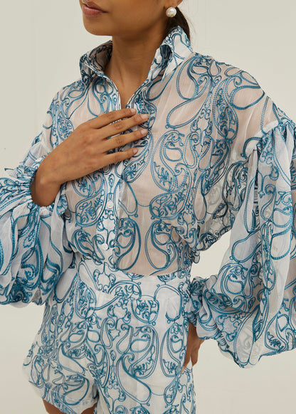 Blusa bordada Estella | Azul