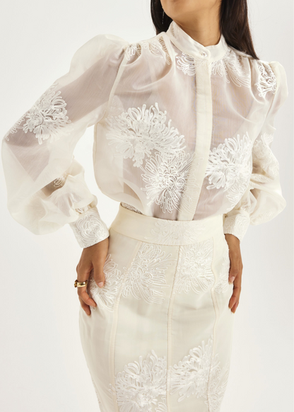 Blusa bordada Sophia | Vainilla francesa