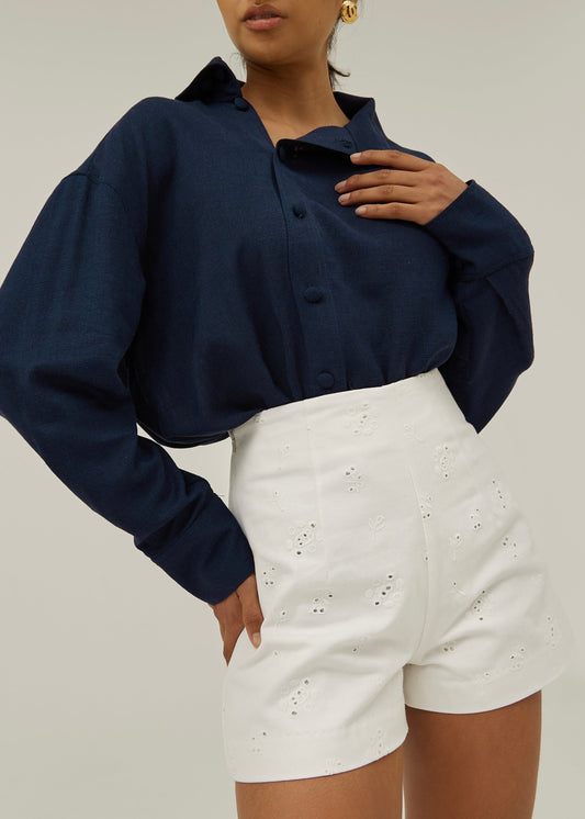 Camisa Caroline asimétrica con botones delanteros | Azul marino