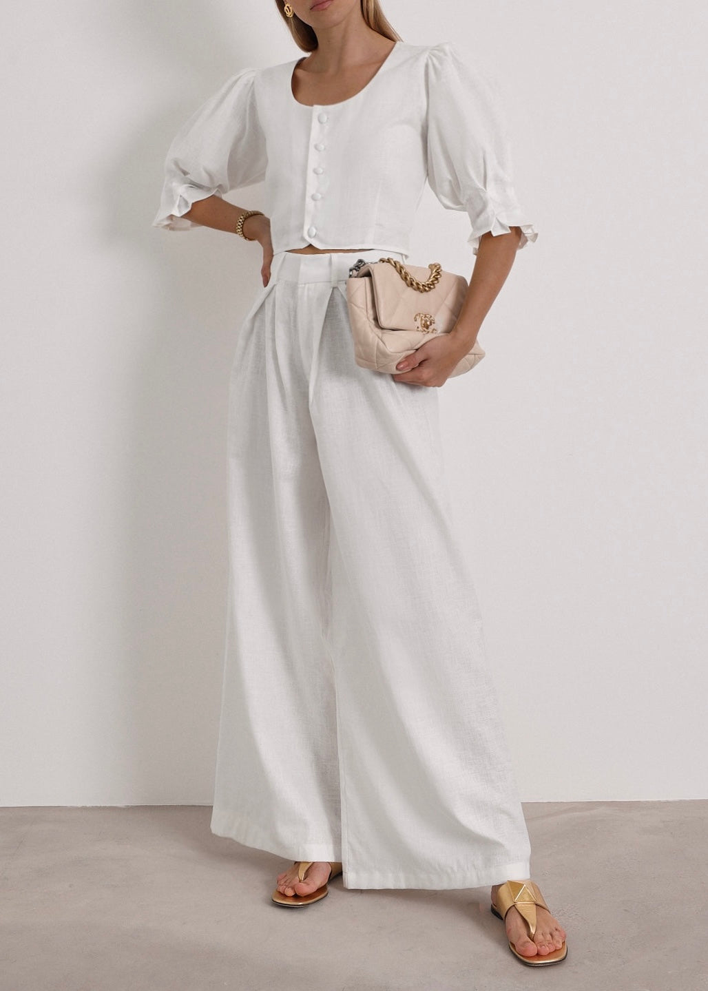 Blusa de lino atemporal Ellina | Blanca