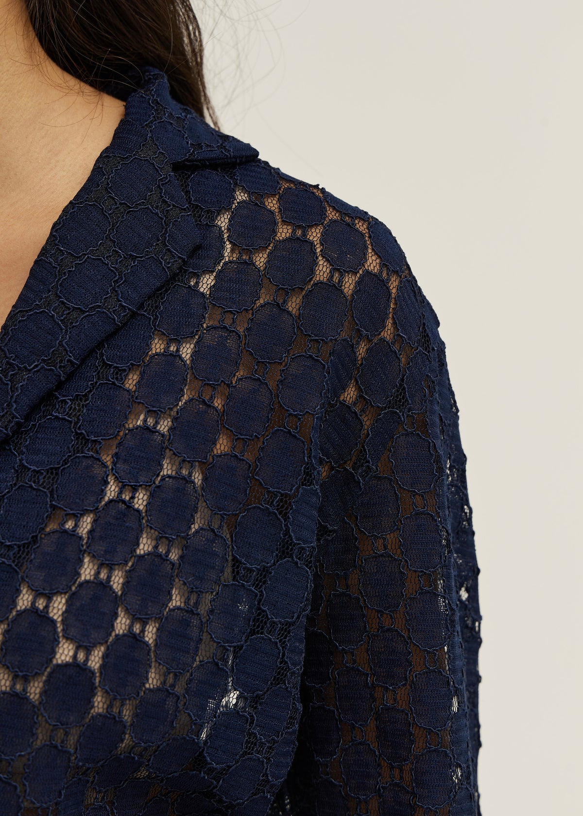 Sobrecamisa de encaje guipur Carolyn | Azul marino