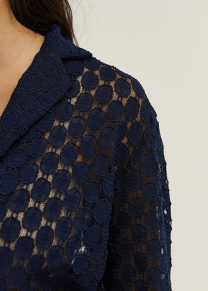 Sobrecamisa de encaje guipur Carolyn | Azul marino