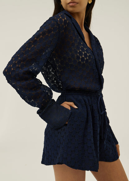 Sobrecamisa de encaje guipur Carolyn | Azul marino
