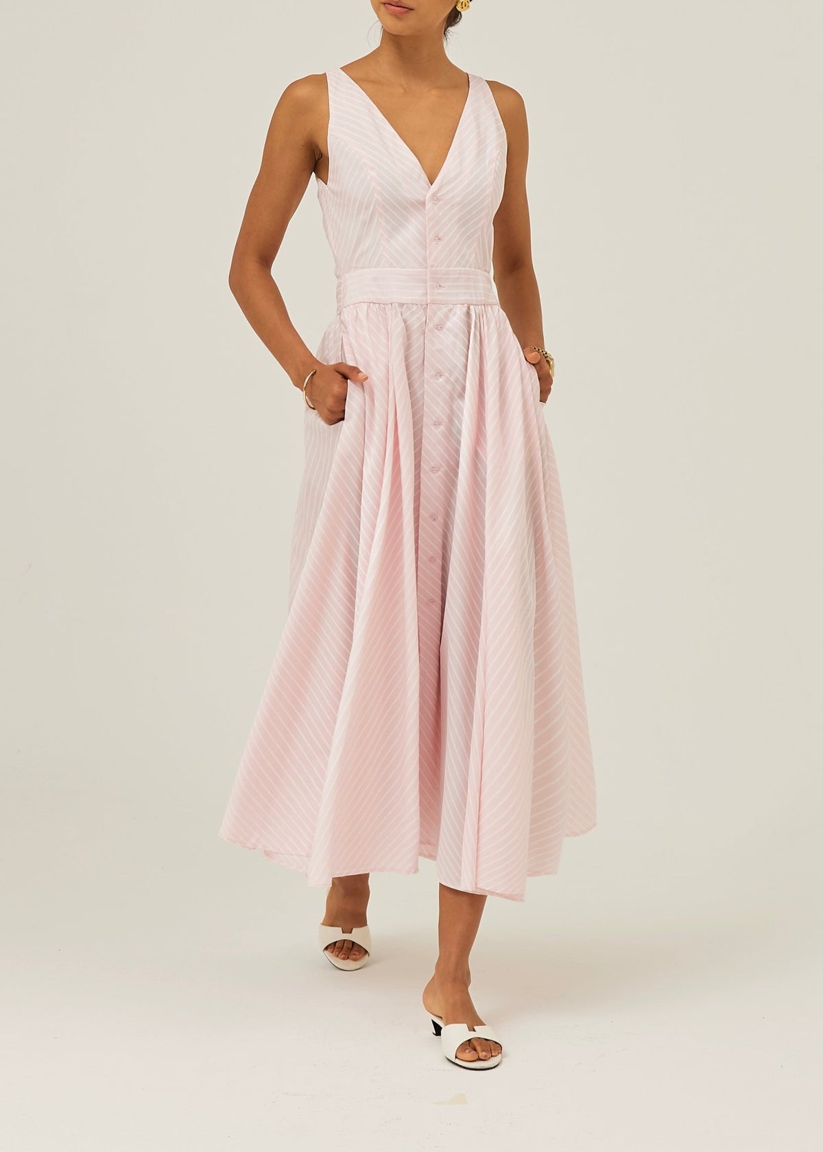 Vestido de día Kesha a rayas | Rosa/Blanco