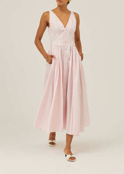 Vestido de día Kesha a rayas | Rosa/Blanco