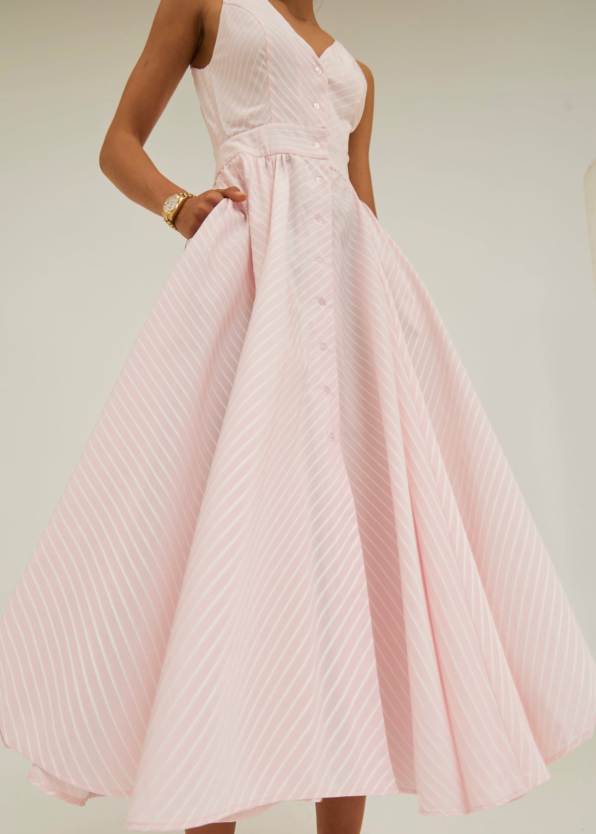 Vestido de día Kesha a rayas | Rosa/Blanco