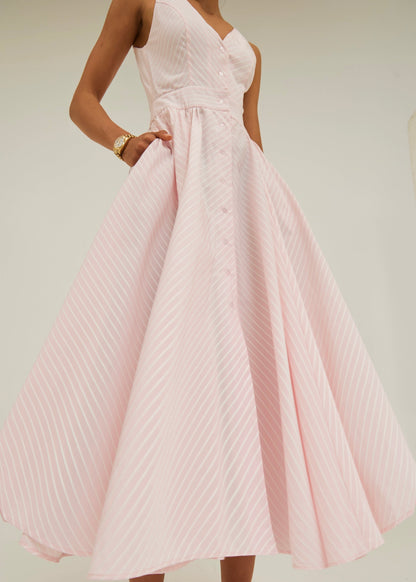 Vestido de día Kesha a rayas | Rosa/Blanco