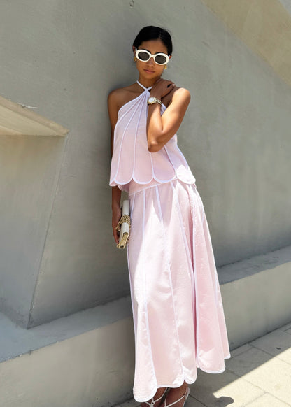 Top halter Avina Resort | Rosa pastel caramelo/Blanco