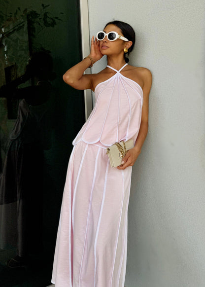 Top halter Avina Resort | Rosa pastel caramelo/Blanco