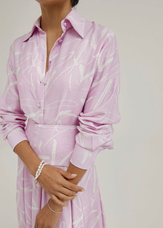 Camisa estampada Palm Beach | Malva pastel