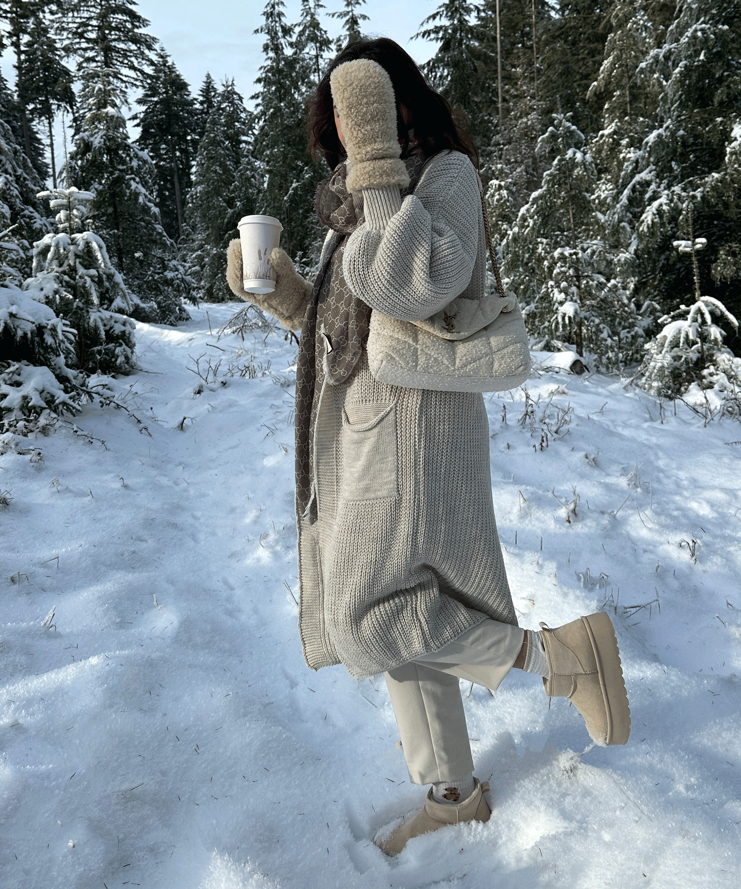 Botas de plataforma forradas Nina beige