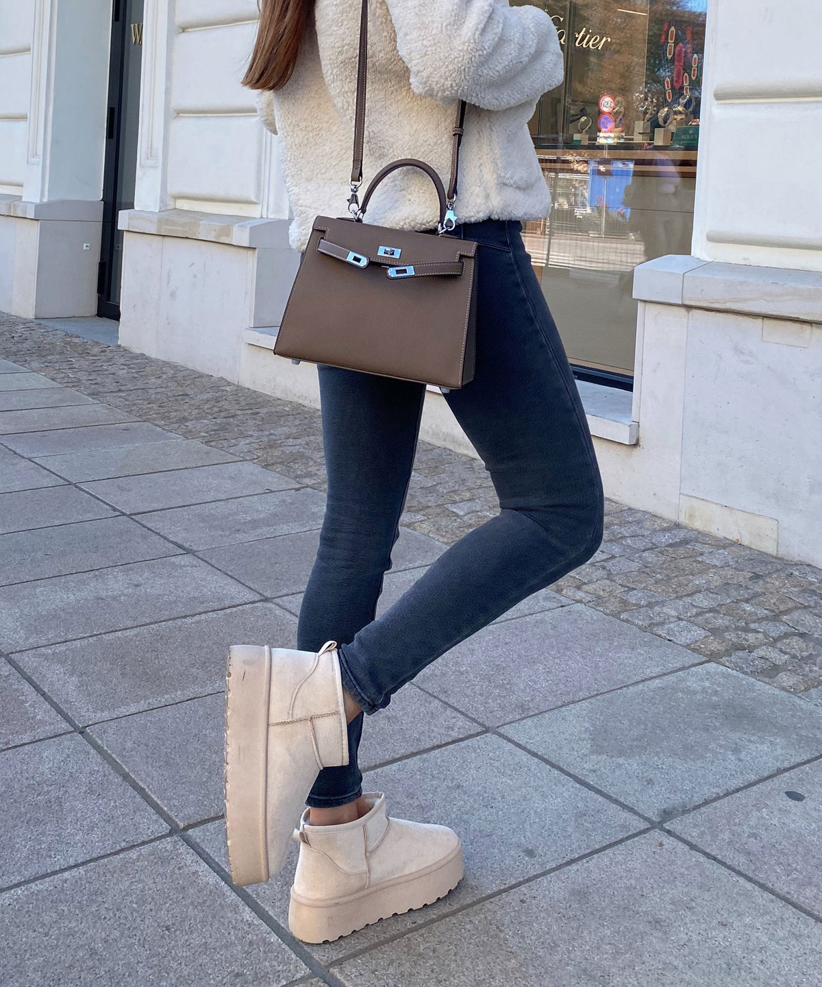 Botas de plataforma forradas Nina beige