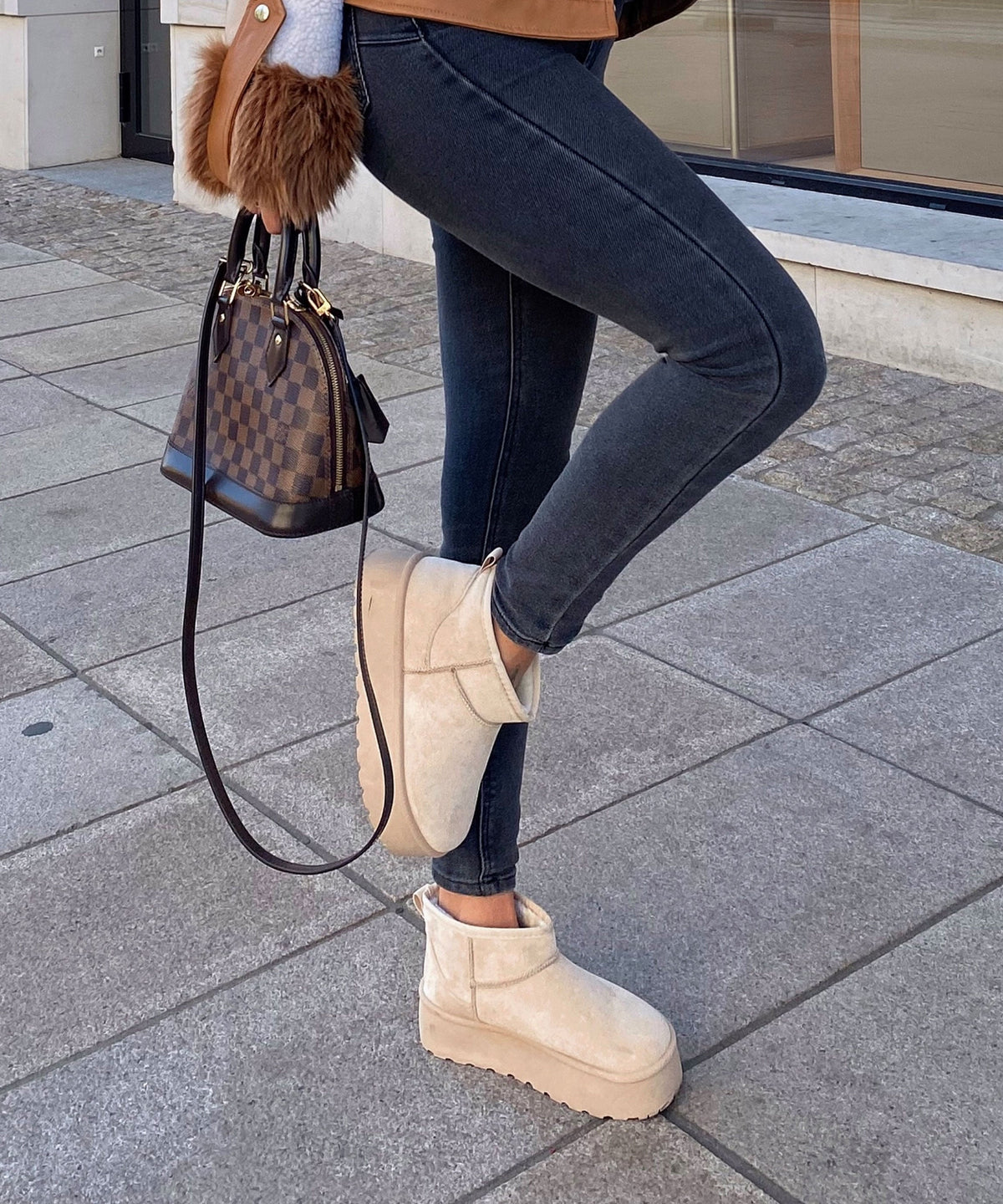Botas de plataforma forradas Nina beige