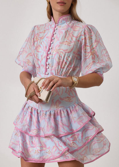 Vestido de volantes escalonados Patriza | Mezcla de tonos pastel