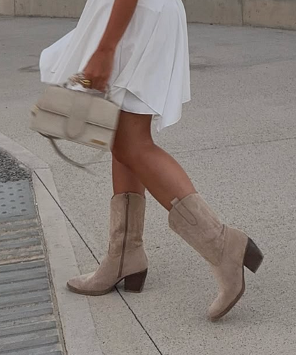 Botas cowboy Selenay beige midi