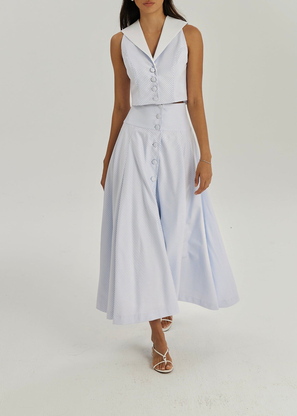 Top de día a rayas Juliana | Azul/Blanco