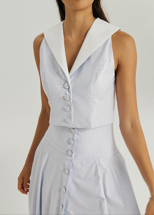 Top de día a rayas Juliana | Azul/Blanco
