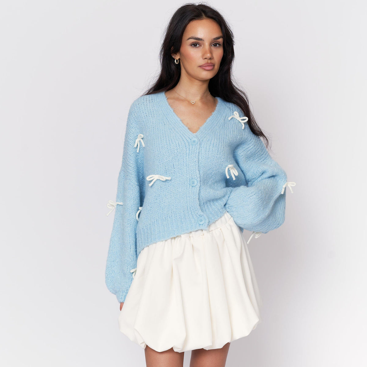 Oversize Mini Bow Cardigan