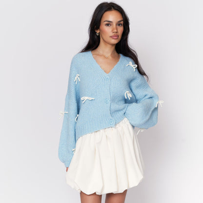 Oversize Mini Bow Cardigan