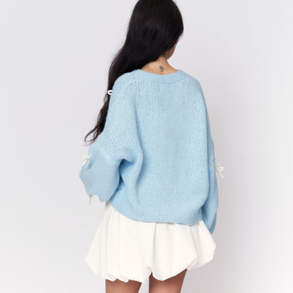 Oversize Mini Bow Cardigan