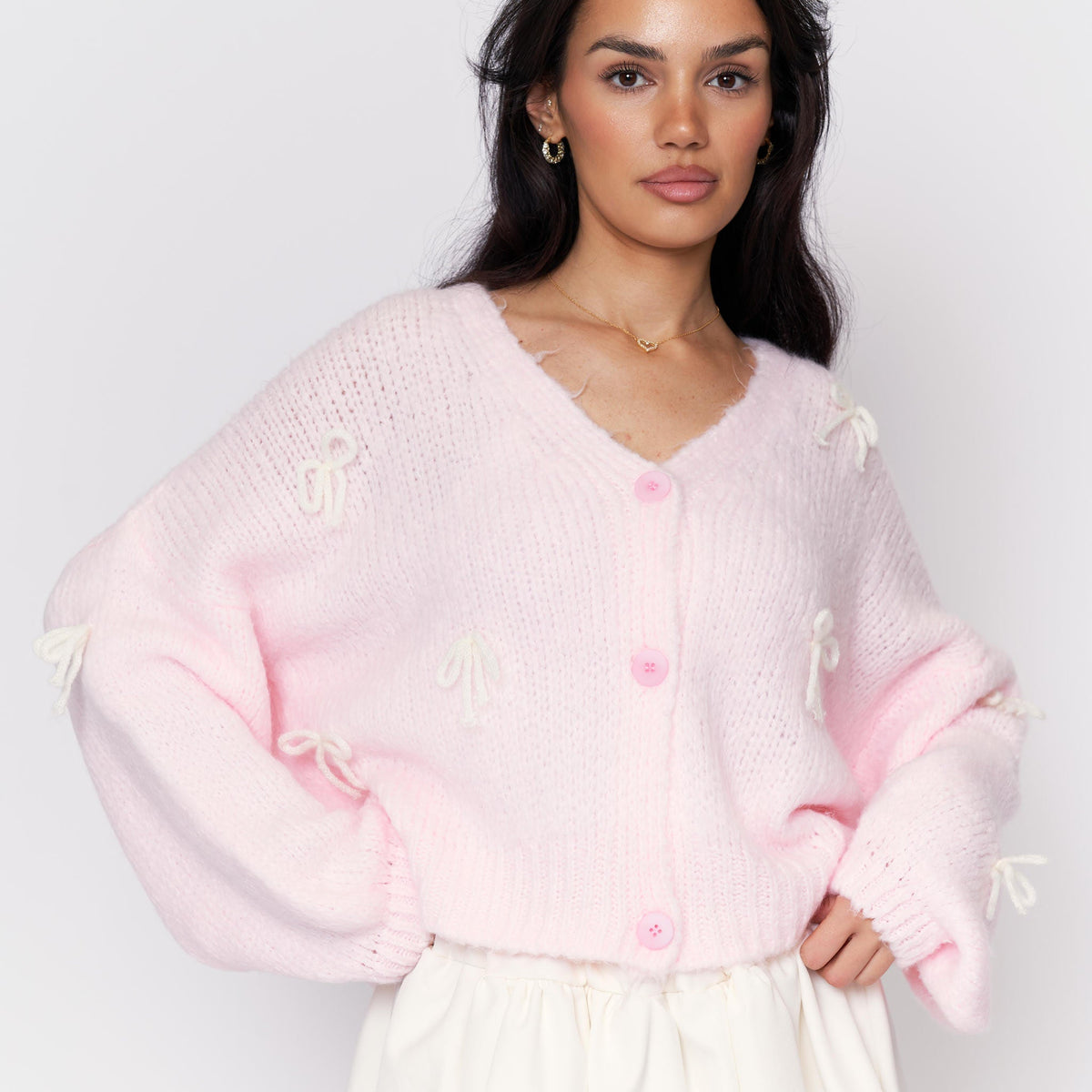 Oversize Mini Bow Cardigan