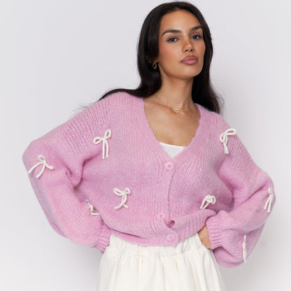 Oversize Mini Bow Cardigan