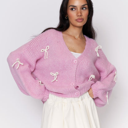 Oversize Mini Bow Cardigan