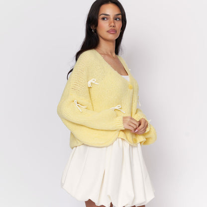 Oversize Mini Bow Cardigan
