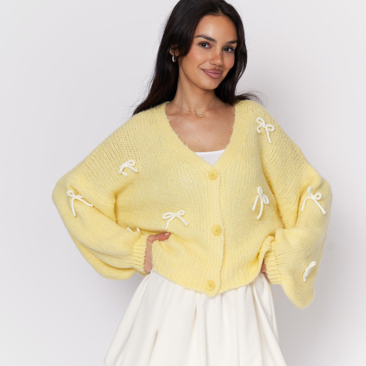 Oversize Mini Bow Cardigan