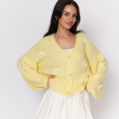 Oversize Mini Bow Cardigan