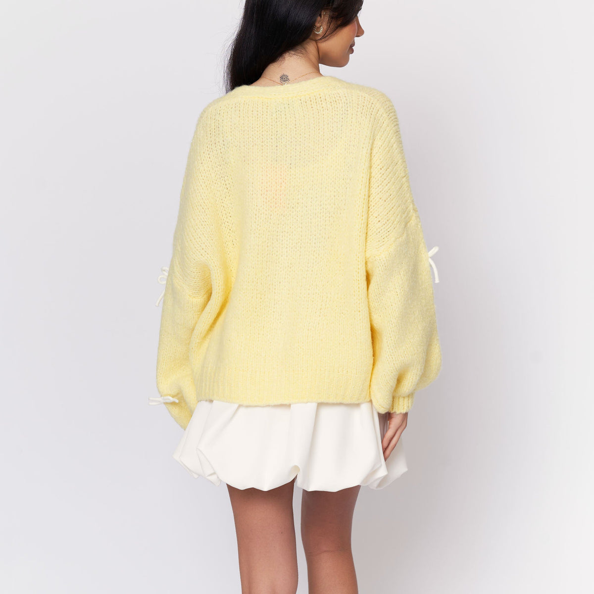 Oversize Mini Bow Cardigan