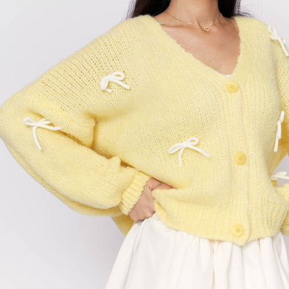 Oversize Mini Bow Cardigan