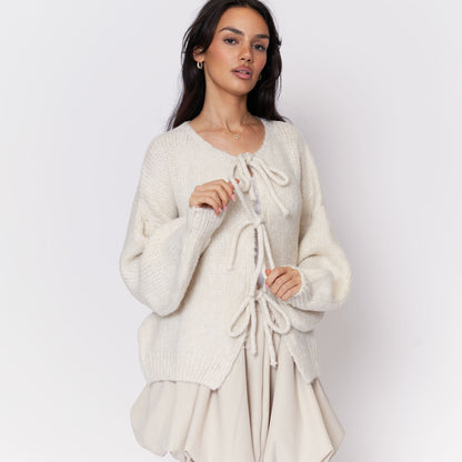 Oversized Cardigan with Bows