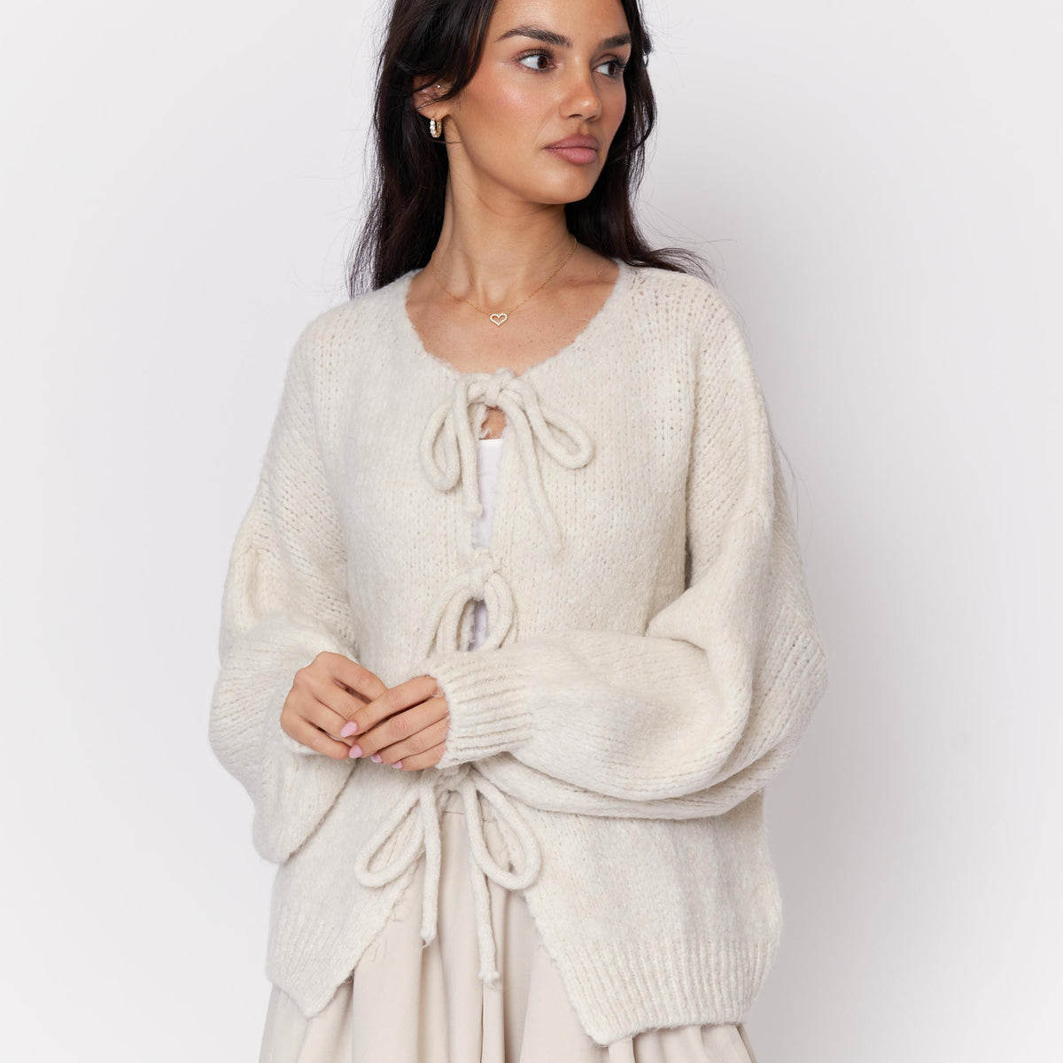 Oversized Cardigan with Bows