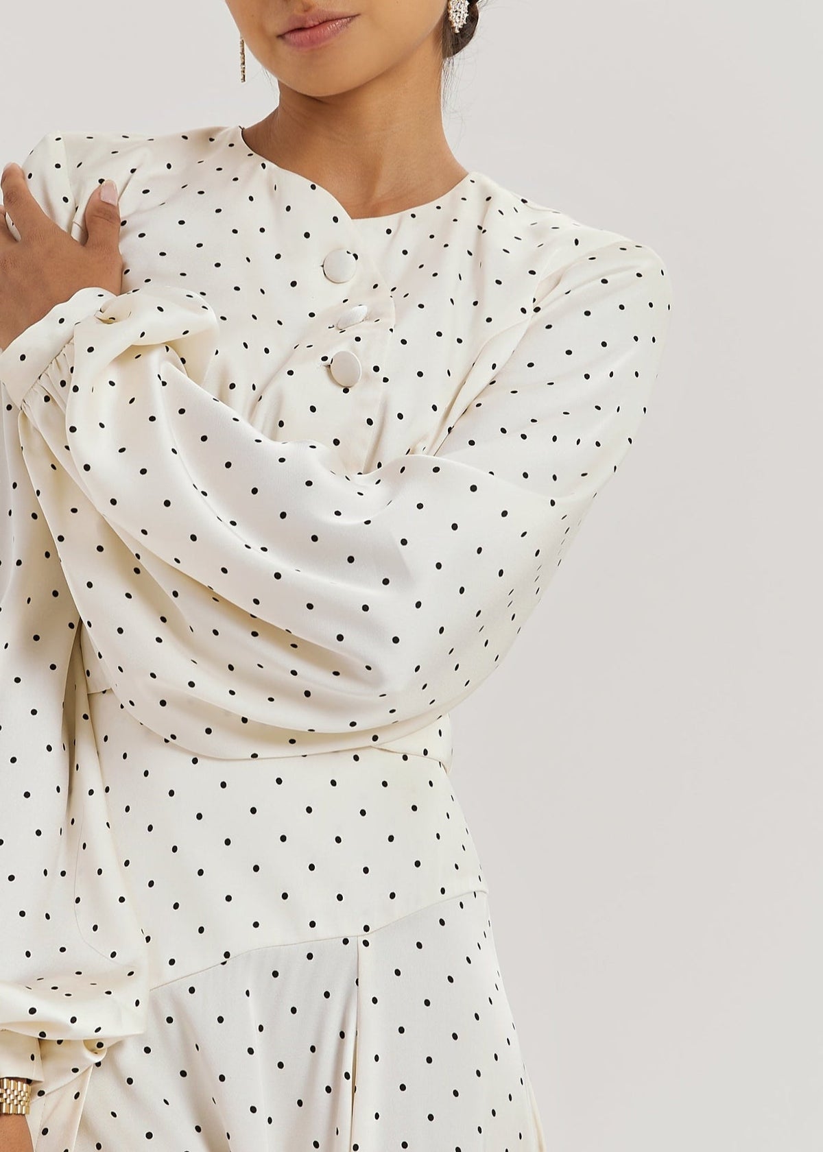 Blusa Rhona de lunares | Marfil/Negro