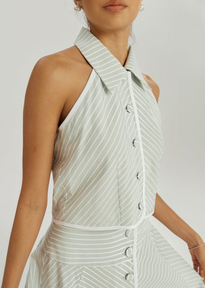Camisa sin mangas a rayas Ria Resort | Matcha/Blanco