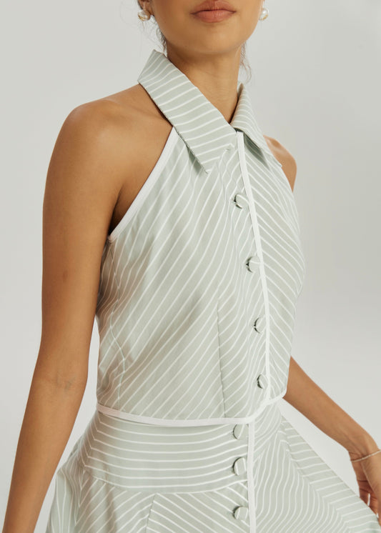 Camisa sin mangas a rayas Ria Resort | Matcha/Blanco