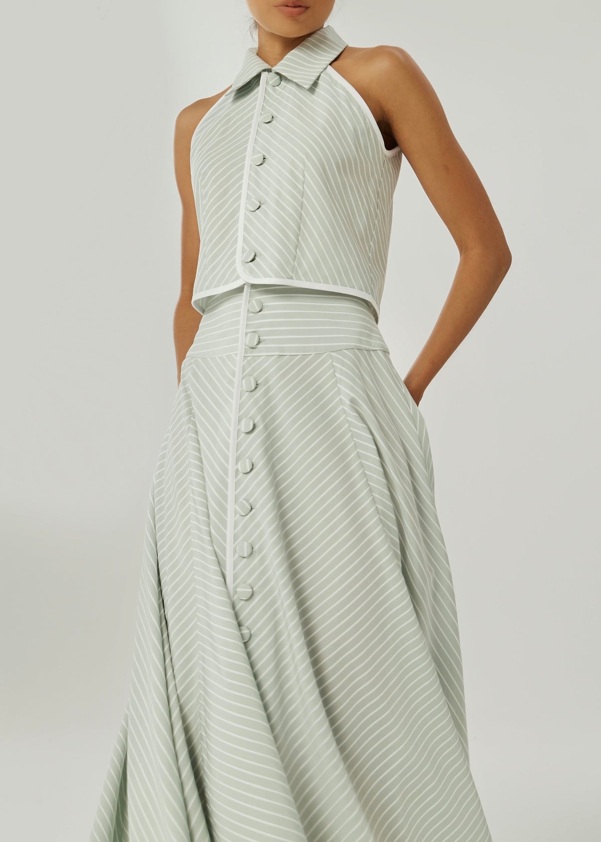 Camisa sin mangas a rayas Ria Resort | Matcha/Blanco
