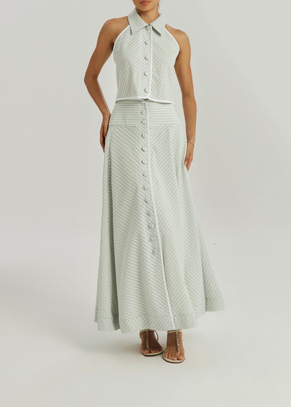 Camisa sin mangas a rayas Ria Resort | Matcha/Blanco